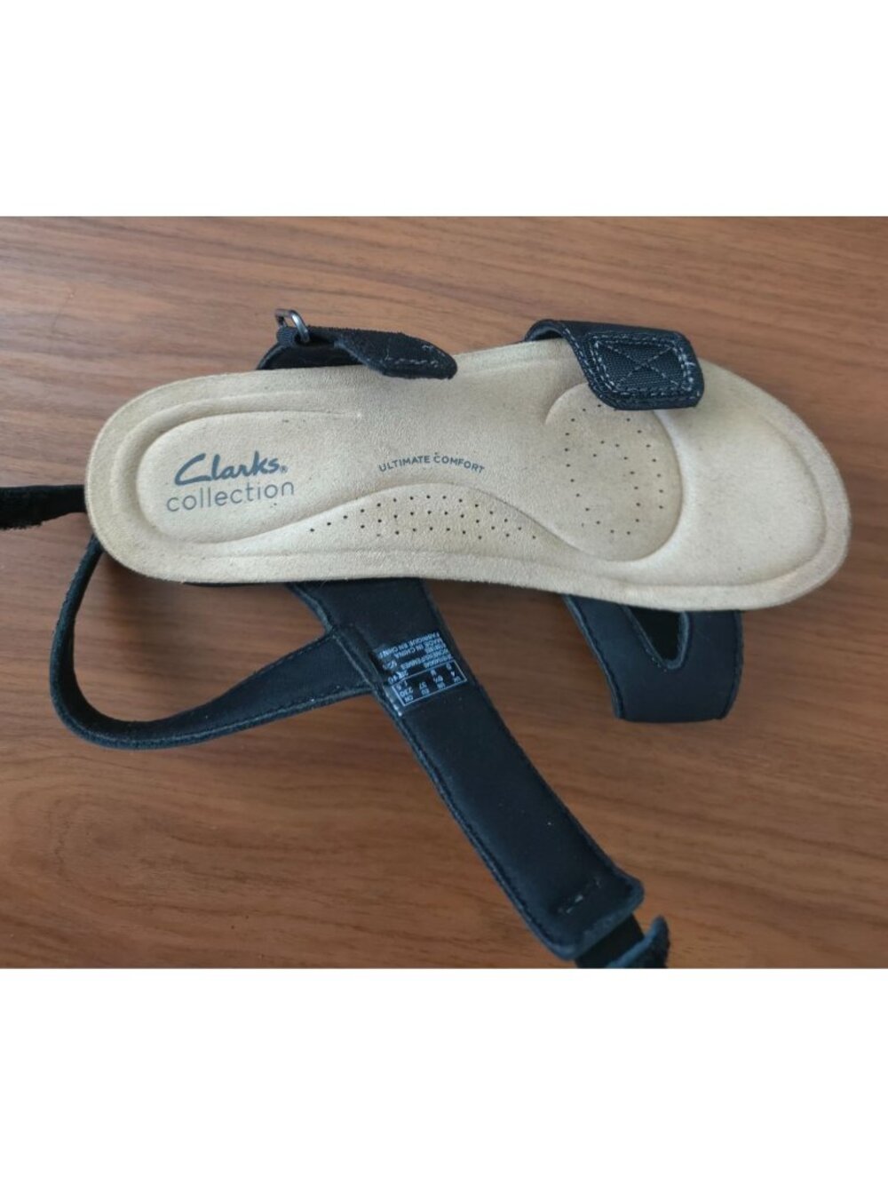 Clarks APRIL CLOVER Black Leather Adjustable Strap Sandals Womens Size 6.5M - Picture 7 of 9